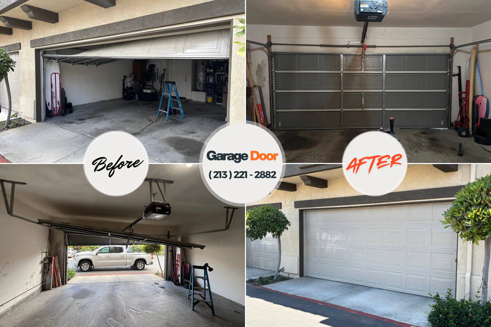 Before and after: garage door repair Harrisburg, AR